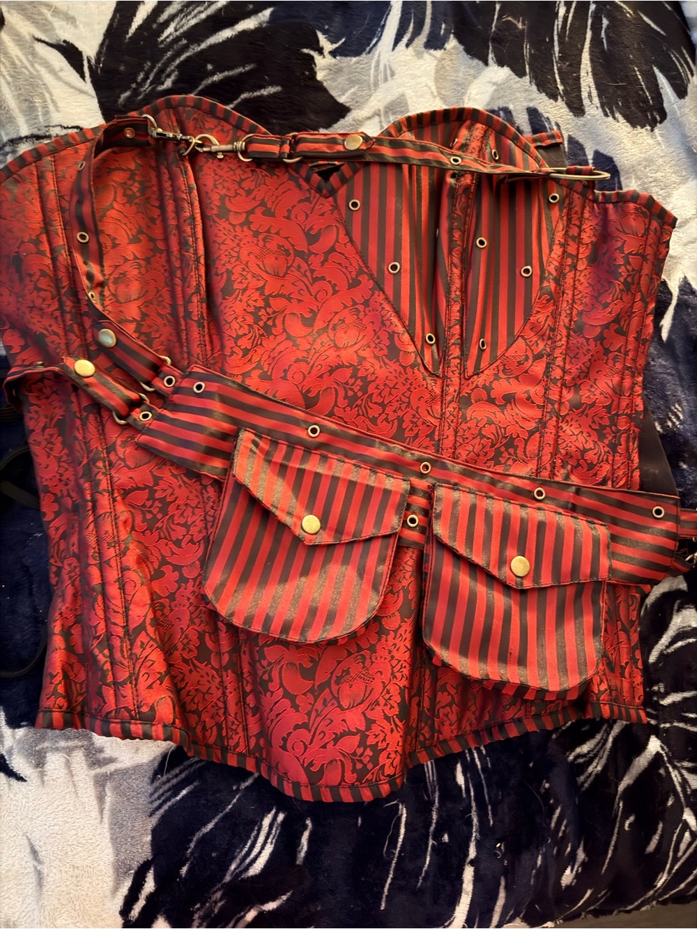 Corsetstory Red longline steampunk corsets/utility belt pouches | sz 36